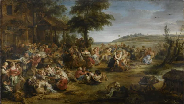 Feasting and dancing peasants
