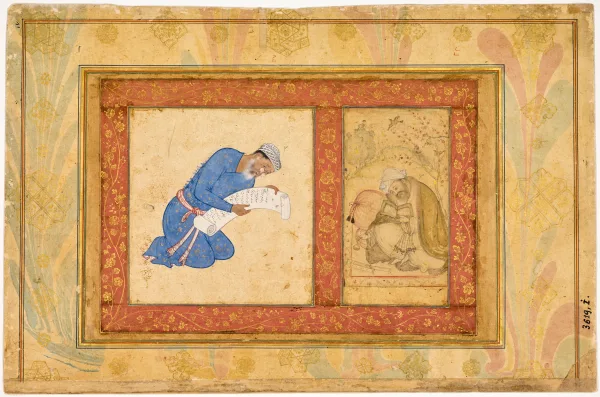 Self-portrait of Mir Musavvir; Portrait of a scholar (album page)