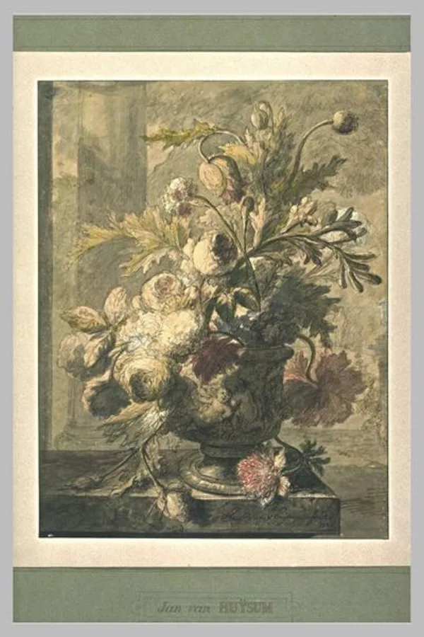 Flowers in a vase on a pedestal (design drawing)